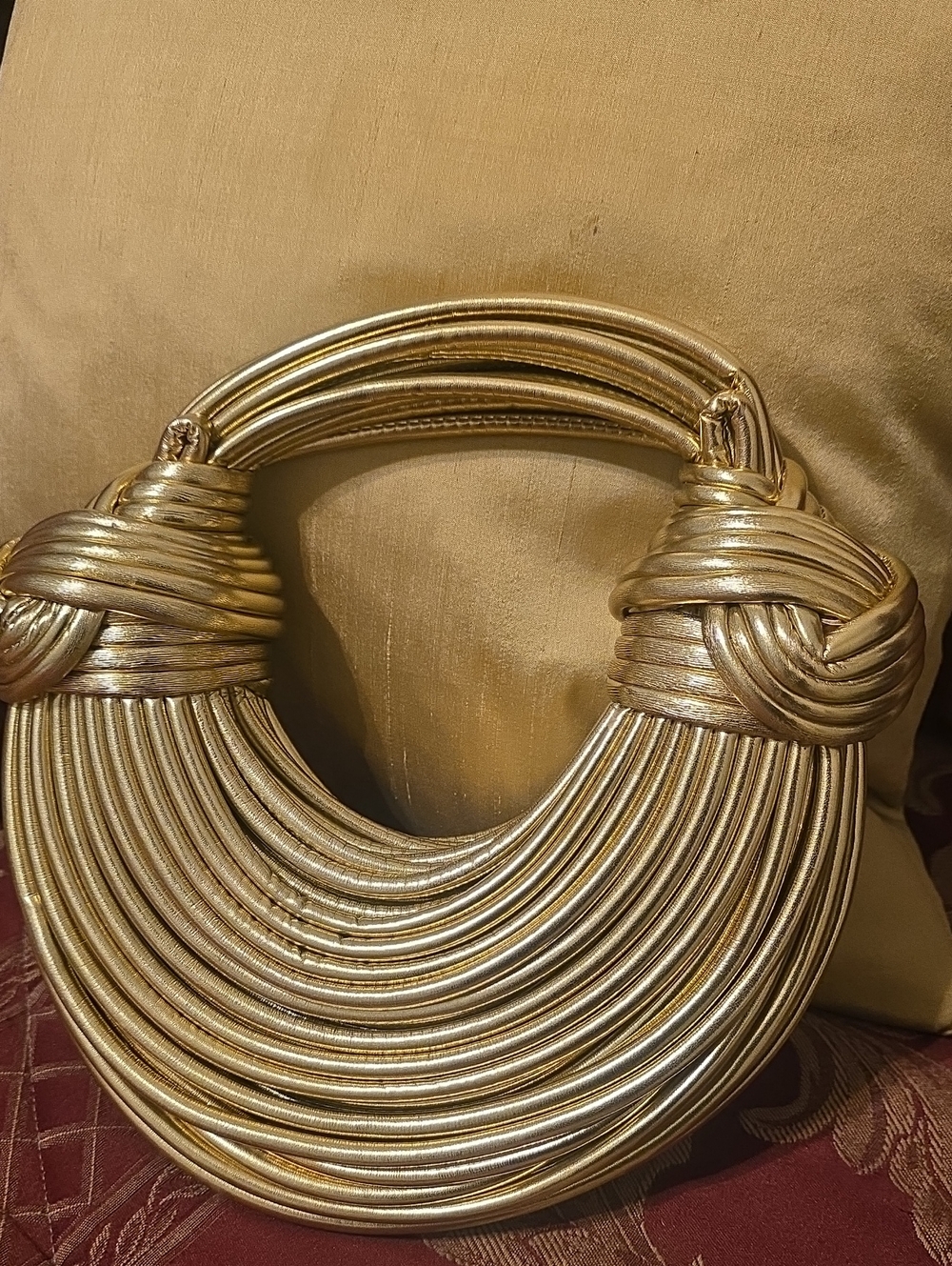 Gold Coil Wrapped Statement Handbag - Women Accessories